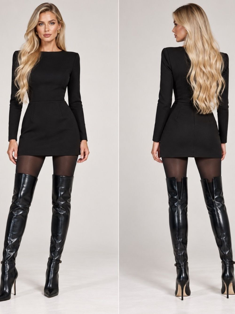 Gianni Bini Kemba Black Leather Over the Knee Stiletto Boots 7M NWT